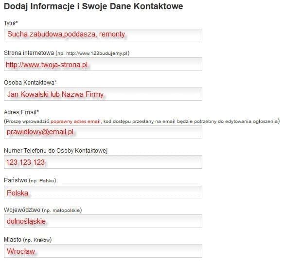 darmowe ogłoszenie budowlane darmowy katalog ekip i firm budowlanych