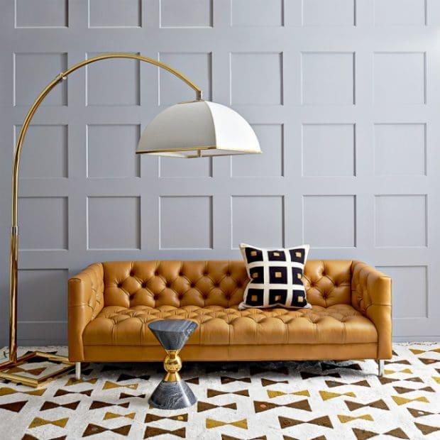 loftowa sofa koloru masła orzechowego